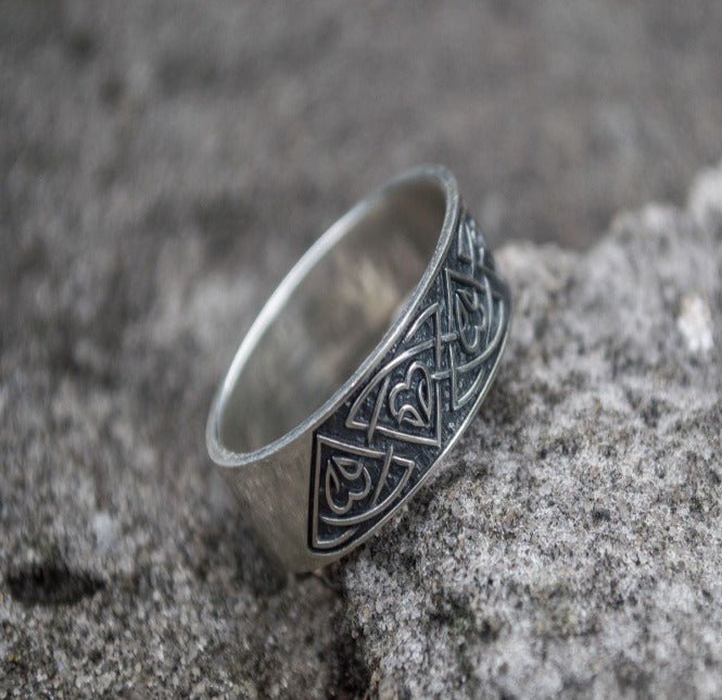 Ring with Norse Ornament Sterling Silver Viking Jewelry