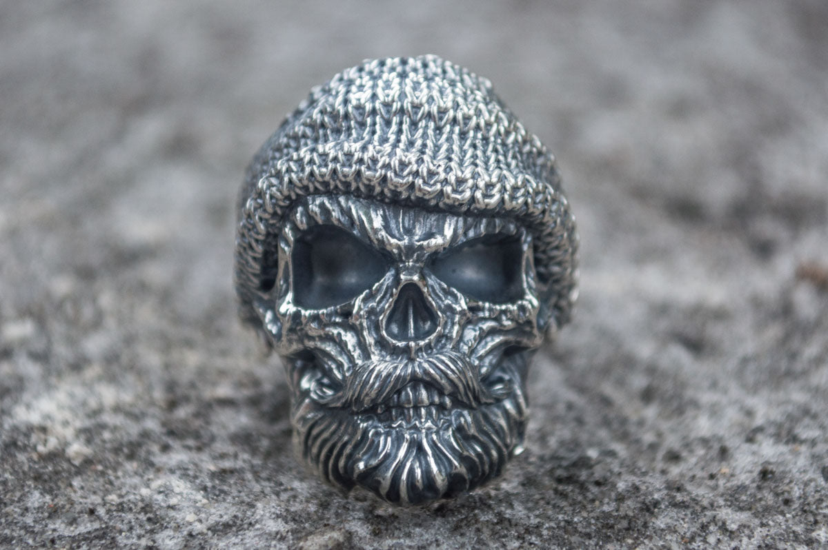 Skull Biker Ring Sterling Silver Unique Handmade Jewelry