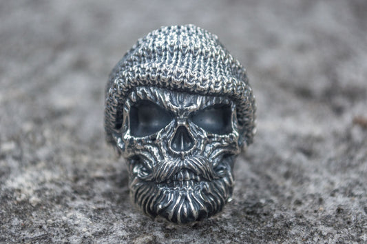 Skull Biker Ring Sterling Silver Unique Handmade Jewelry