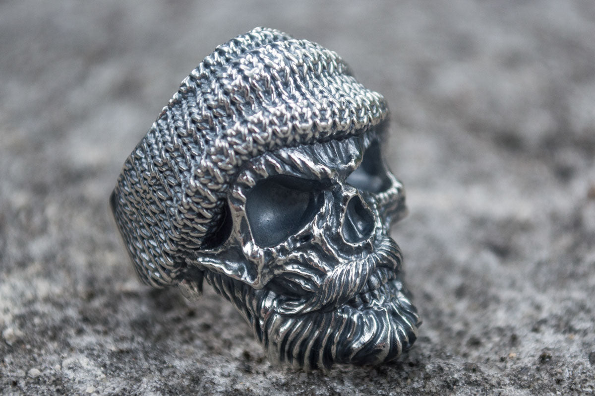 Skull Biker Ring Sterling Silver Unique Handmade Jewelry