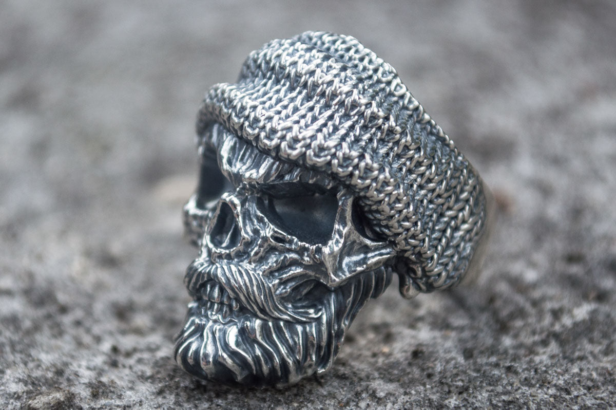 Skull Biker Ring Sterling Silver Unique Handmade Jewelry