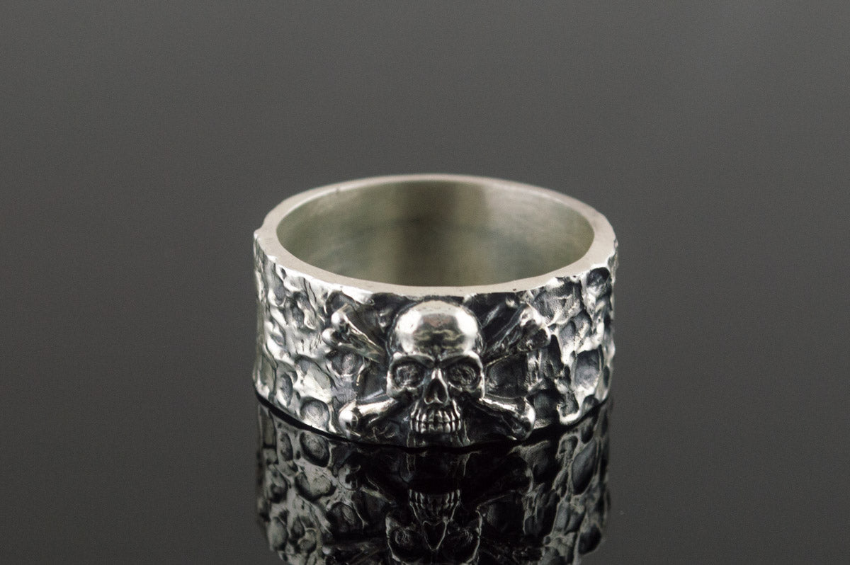 Ring with Jolly Roger Symbol Sterling Silver Unique Jewelry