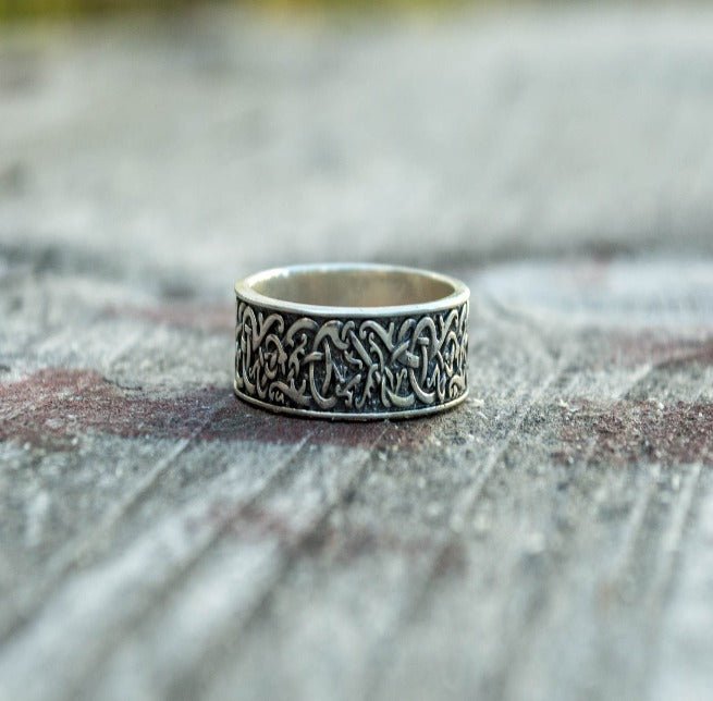 Norse Ornament Ring Sterling Silver Handcrafted Jewelry