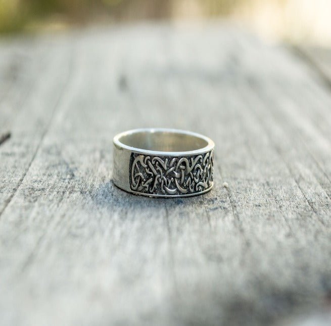 Norse Ornament Ring Sterling Silver Handcrafted Jewelry