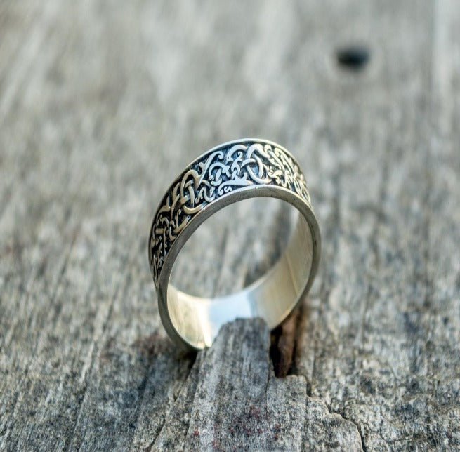 Norse Ornament Ring Sterling Silver Handcrafted Jewelry