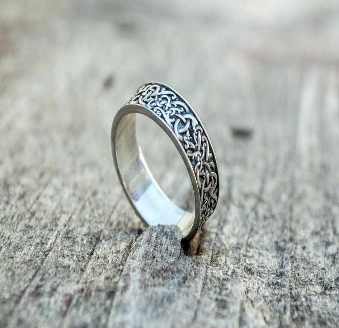 Norse Ornament Ring Sterling Silver Handcrafted Jewelry