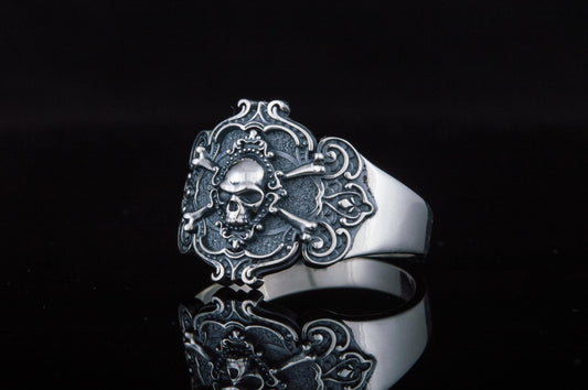 Jolly Roger Ring Sterling Silver Unique Handmade Jewelry