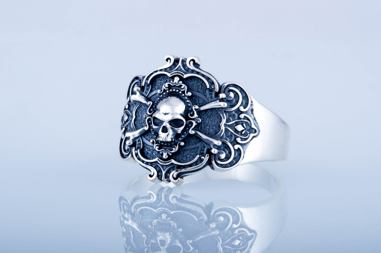 Jolly Roger Ring Sterling Silver Unique Handmade Jewelry