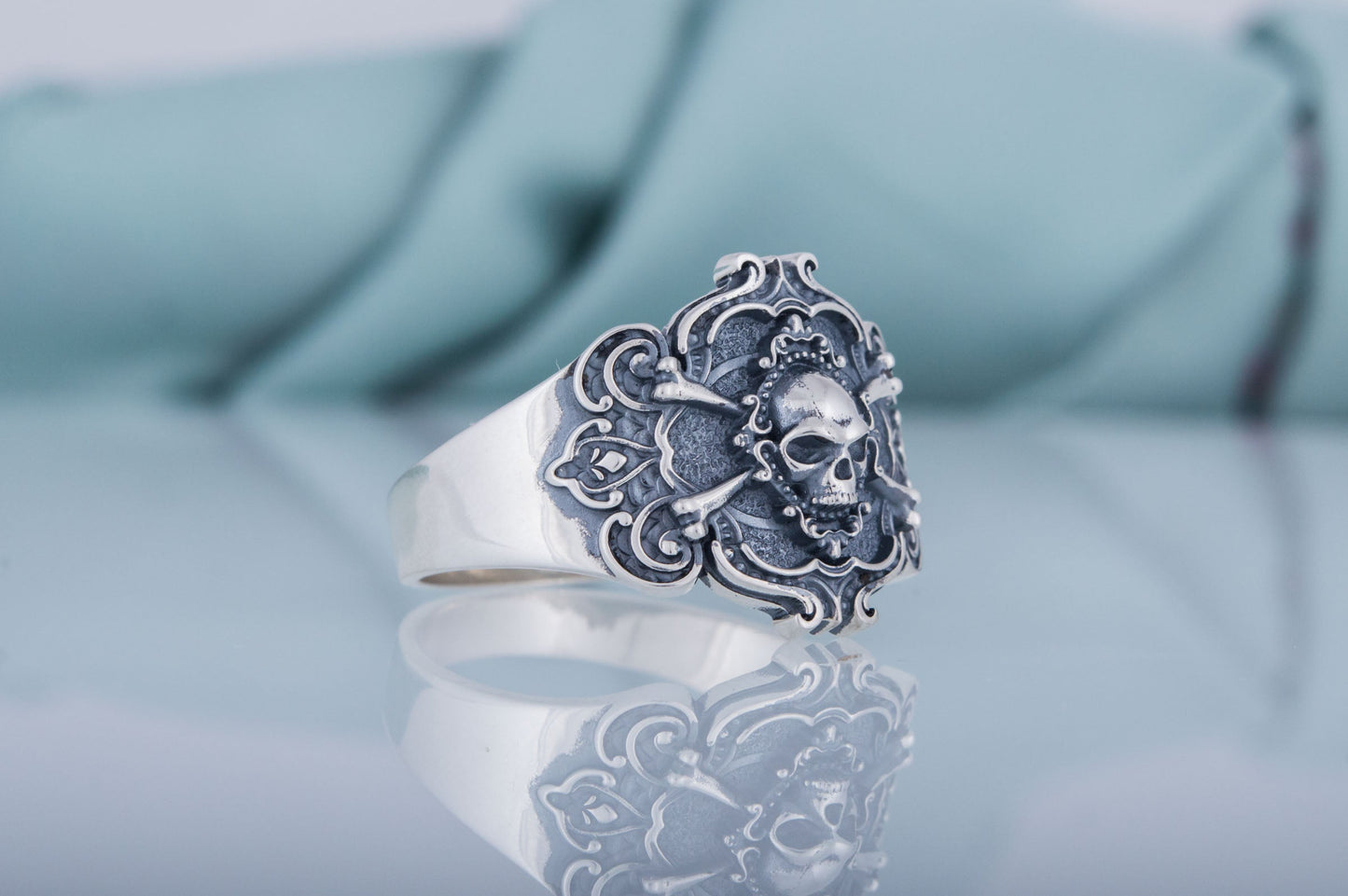 Jolly Roger Ring Sterling Silver Unique Handmade Jewelry