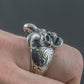 Skull with Horns Ring Sterling Silver Handmade Jewelry