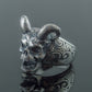 Skull with Horns Ring Sterling Silver Handmade Jewelry