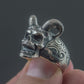 Skull with Horns Ring Sterling Silver Handmade Jewelry