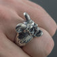 Skull with Horns Ring Sterling Silver Handmade Jewelry