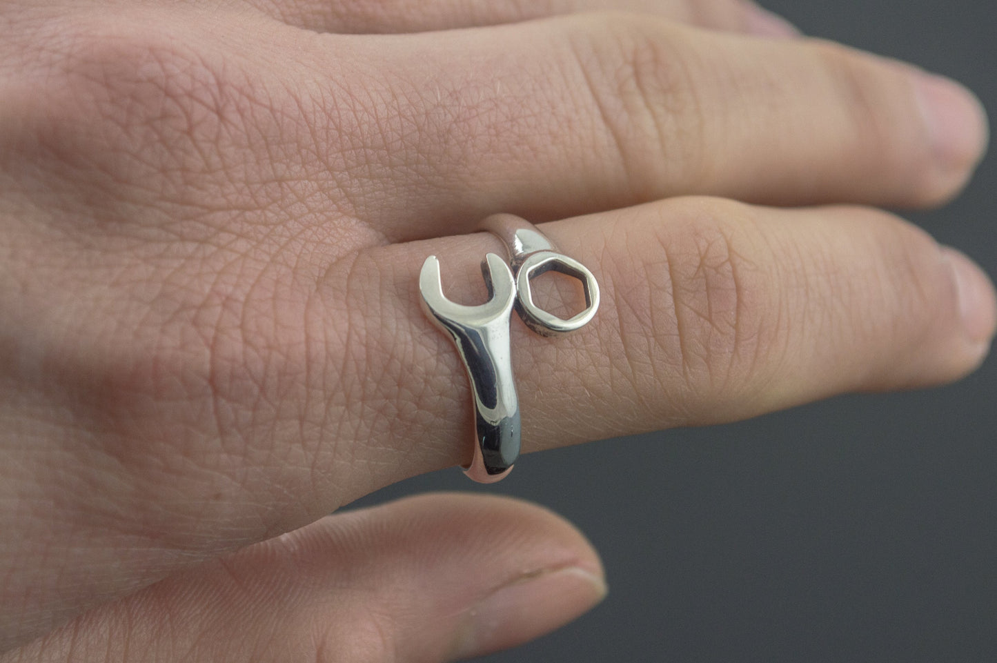 Wrench Ring Sterling Silver Unique Handmade Jewelry