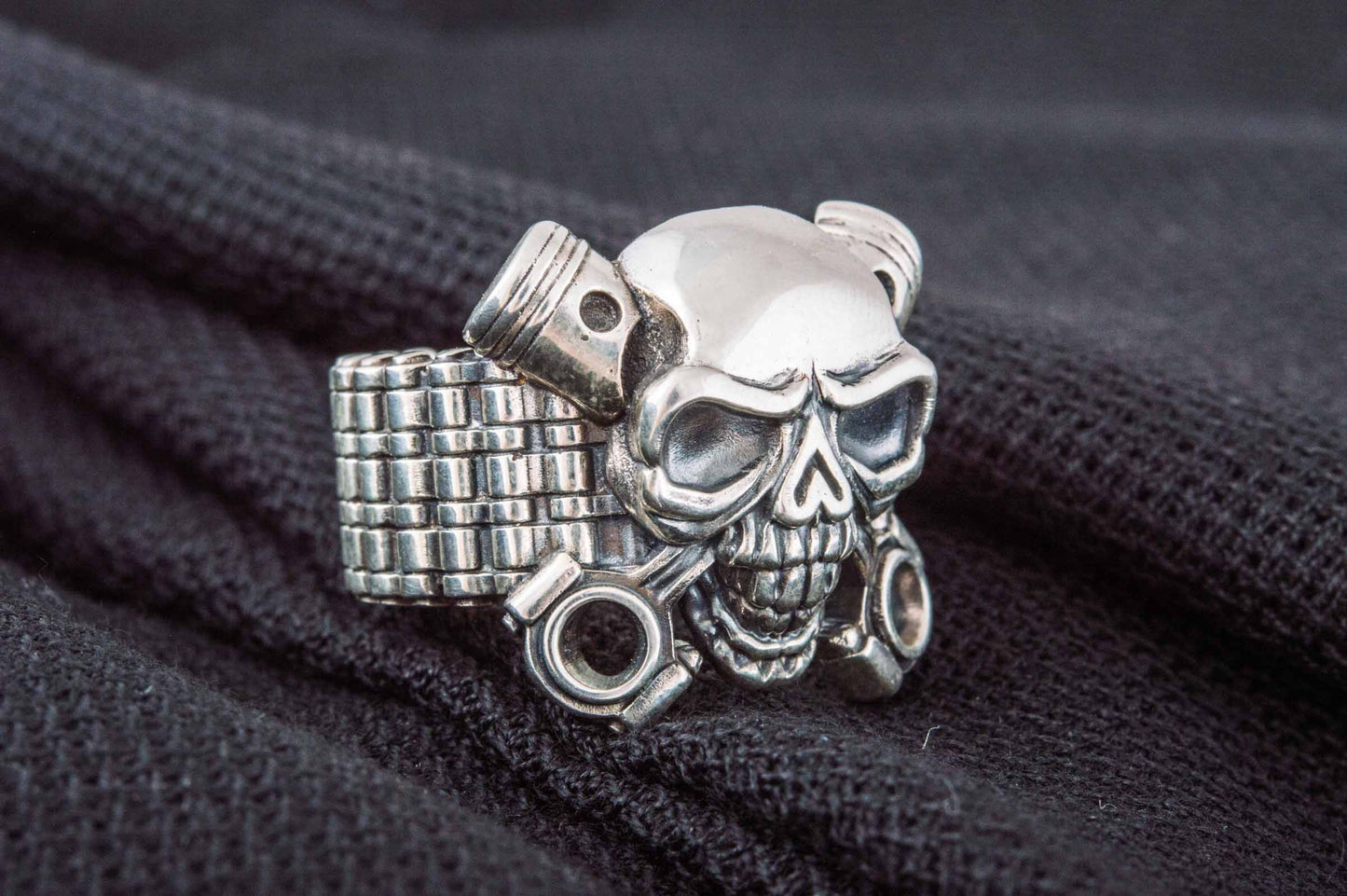 Biker Skull Ring Handmade Sterling SIlver Jewelry