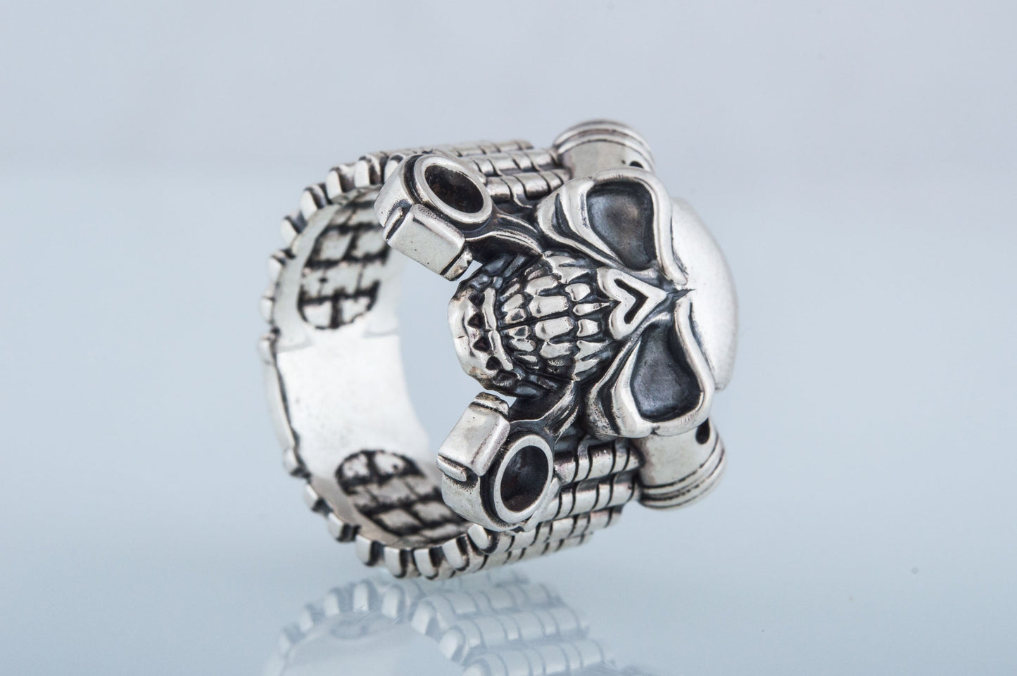 Biker Skull Ring Handmade Sterling SIlver Jewelry