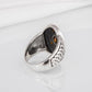 Unique Ancient Norse ring With triquetra and gems, handcrafted jewelry with Celtic ornament