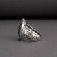 Unique Ancient Norse ring With triquetra and gems, handcrafted jewelry with Celtic ornament