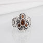 Unique Ancient Norse ring With triquetra and gems, handcrafted jewelry with Celtic ornament