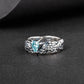 Viking Silver Ring with Blue Cubic Zirconia