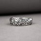 Handmade 925 silver Viking ring with ravens and brutal ancient ornament, unique jewelry