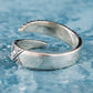 Snake Style Ring with Geometry Ornament Sterling Silver Jewelry