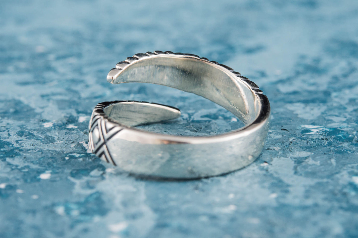 Snake Style Ring with Geometry Ornament Sterling Silver Jewelry