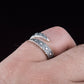 Snake Style Ring with Geometry Ornament Sterling Silver Jewelry