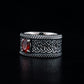 Norse Ornament Ring with CZ Sterling Silver Handmade Viking Jewelry