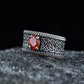 Norse Ornament Ring with CZ Sterling Silver Handmade Viking Jewelry