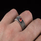 Norse Ornament Ring with CZ Sterling Silver Handmade Viking Jewelry