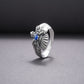 925 Silver Handmade Ring With Raven And Blue Gem, Handcrafted Jewelry