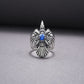 925 Silver Handmade Ring With Raven And Blue Gem, Handcrafted Jewelry