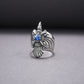 925 Silver Handmade Ring With Raven And Blue Gem, Handcrafted Jewelry