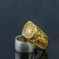 14K Gold Black Sun Ring with HAIL ODIN Runes Viking Jewelry