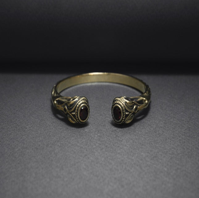 Bronze Viking Torc Bracelet with Gems