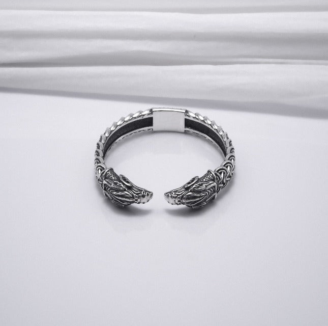 Silver Viking Odins Ravens Bracelet