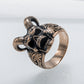 Skull with Horns Ring Bronze Handmade Jewelry