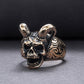 Skull with Horns Ring Bronze Handmade Jewelry