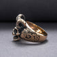 Skull with Horns Ring Bronze Handmade Jewelry