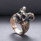 Skull with Horns Ring Bronze Handmade Jewelry