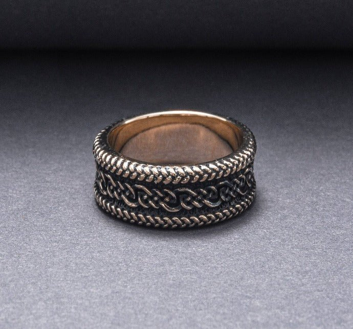 Ring with Ornament Bronze Handcrafted Viking Jewelry