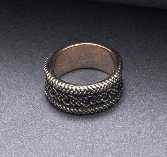 Ring with Ornament Bronze Handcrafted Viking Jewelry