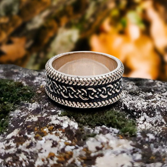 Ring with Ornament Bronze Handcrafted Viking Jewelry