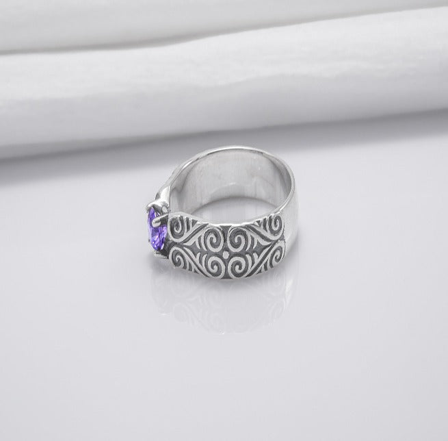 925 Silver Ring With Unique Ornament, Handcrafted Jewelry