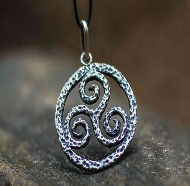 Spiral Triskele Symbol Pendant Sterling Silver Viking Jewelry