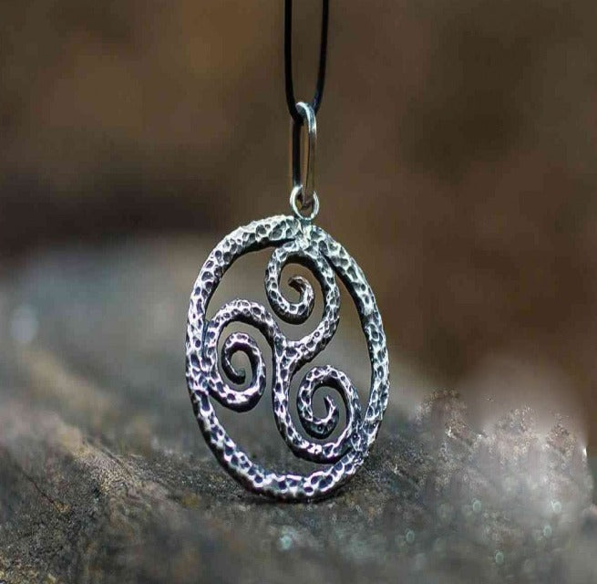 Spiral Triskele Symbol Pendant Sterling Silver Viking Jewelry