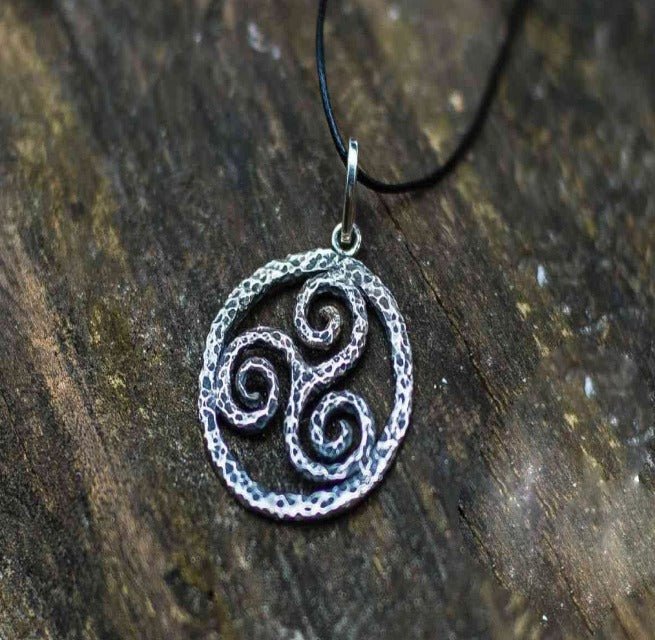 Spiral Triskele Symbol Pendant Sterling Silver Viking Jewelry