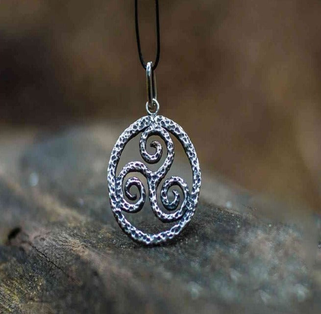 Spiral Triskele Symbol Pendant Sterling Silver Viking Jewelry