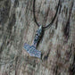 Thor's Hammer Pendant Sterling Silver Mjolnir with Raven